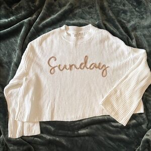 moon & madison Cream Ribbed Knit Sweatshirt